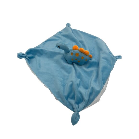 Pro Goleem Dinosaur Lovey No Tag Security Blanket Knotted Ends Blue Orange Satin - Picture 4 of 7